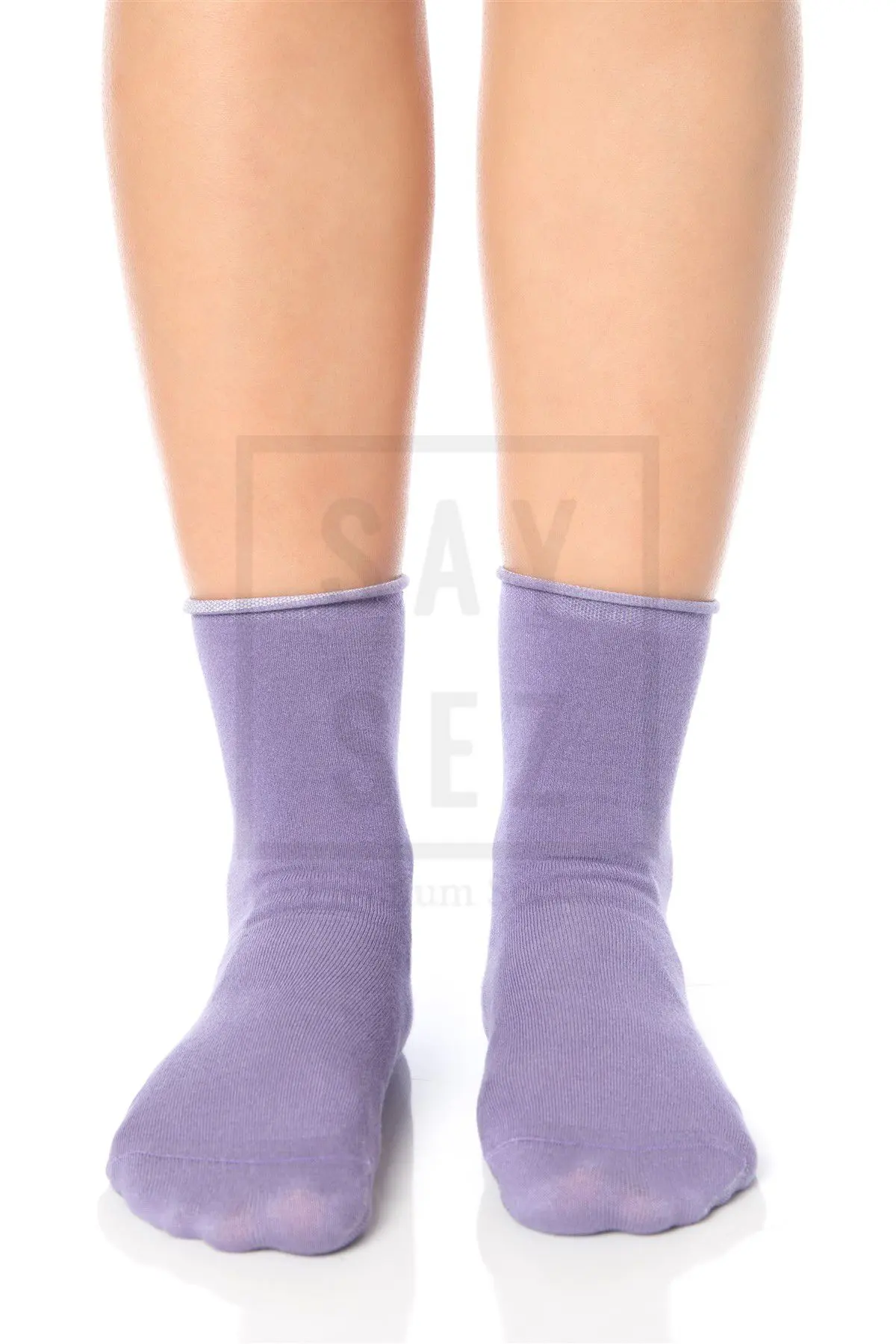 Bambu Kadın Lastiksiz Lila-Mor Soket Dikişsiz Premium Çorap 3'lü Paket / İz Bırakmaz / Sıkmaz Çorap