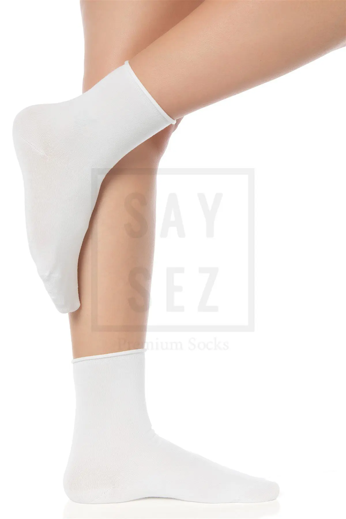 Bambu Kadın Lastiksiz Beyaz Soket Dikişsiz Premium Çorap 3'lü Paket / İz Bırakmaz / Sıkmayan Çorap