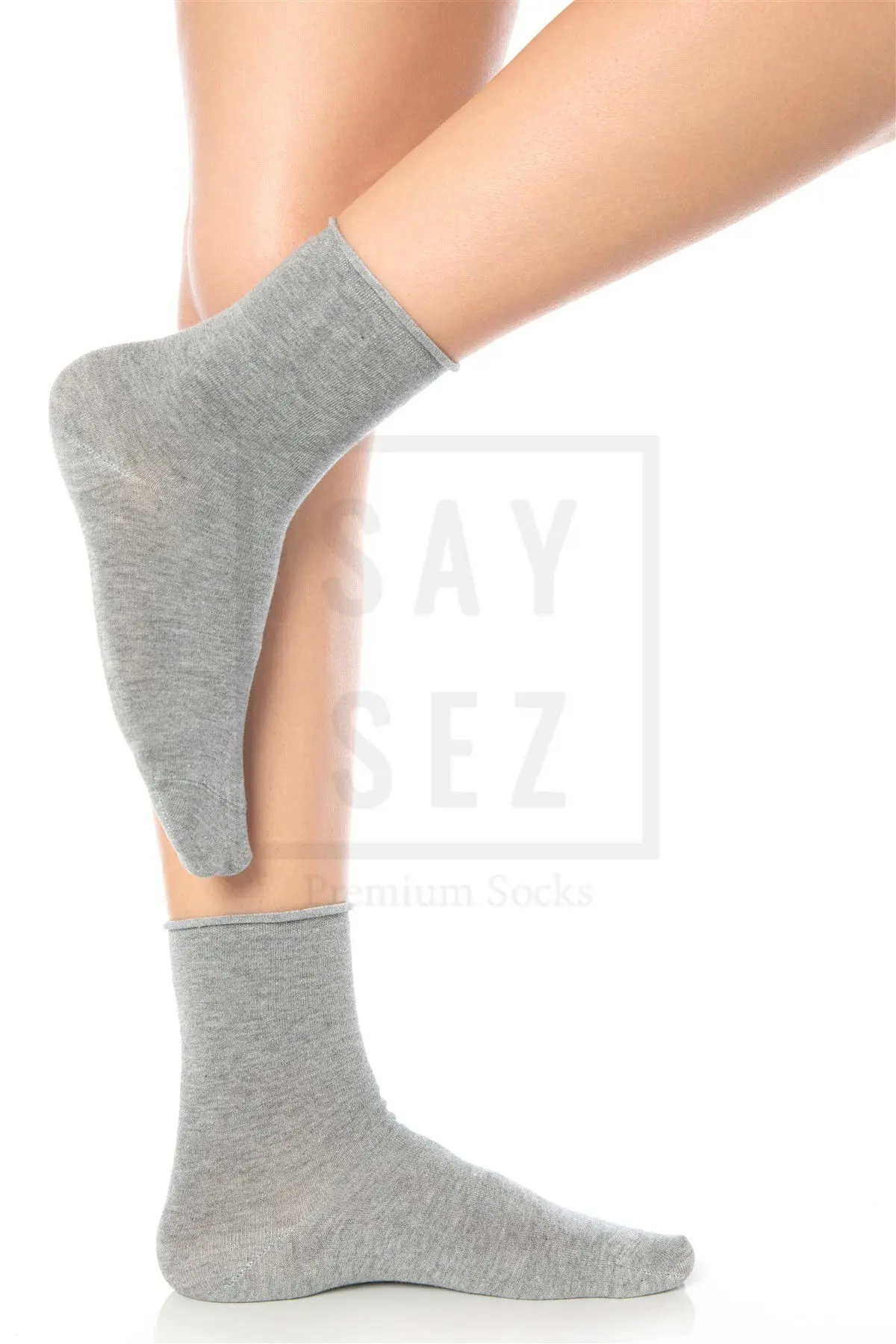 Bambu Kadın Lastiksiz Gri-Pembe-Lila Soket Dikişsiz Premium Çorap 3'lü Paket / İz Bırakmaz - Sıkmaz