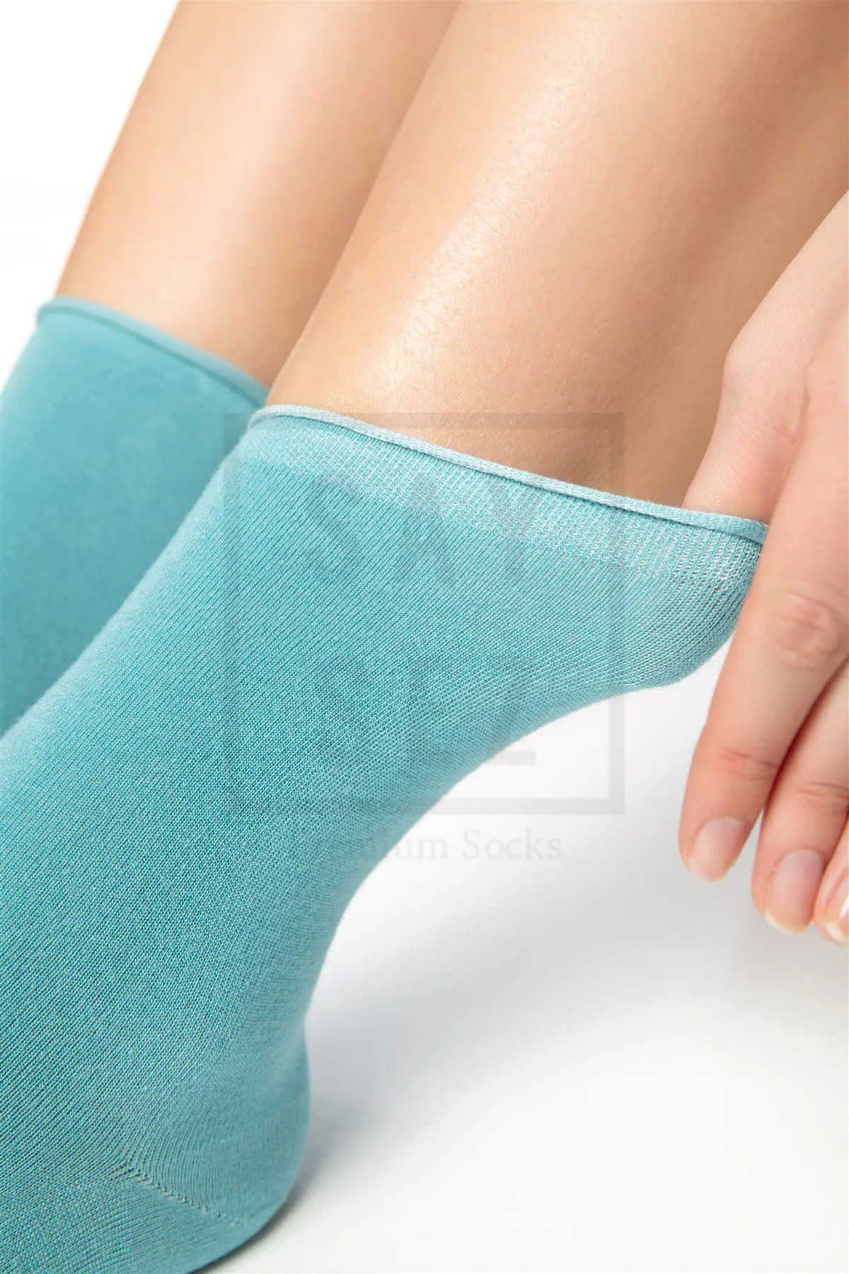Bambu Kadın Lastiksiz Su Yeşili Soket Dikişsiz Premium Çorap 3'lü Paket / İz Bırakmaz / Sıkmaz Çorap