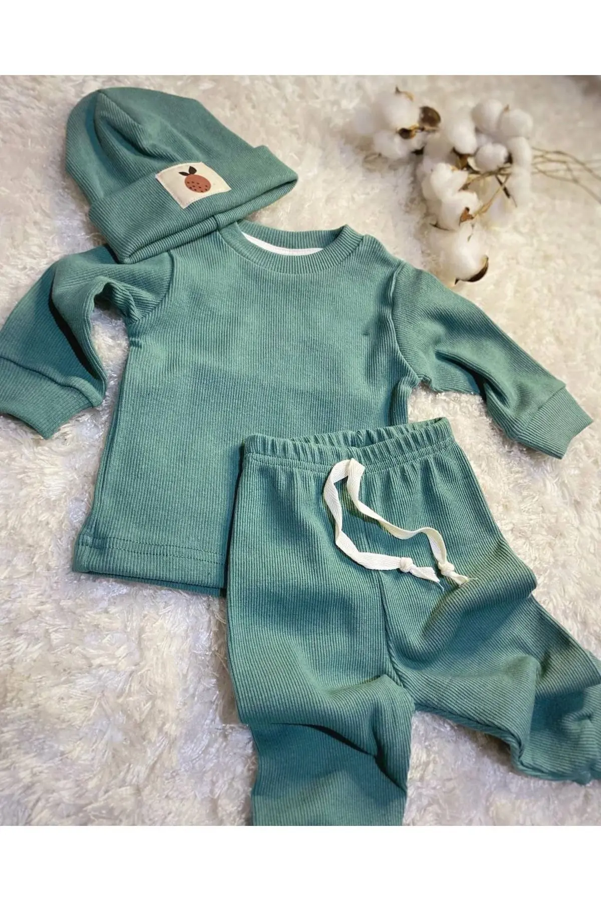 Pamuk Bereli 3'lü Takım Bebek Ve Çocuk Yeşil