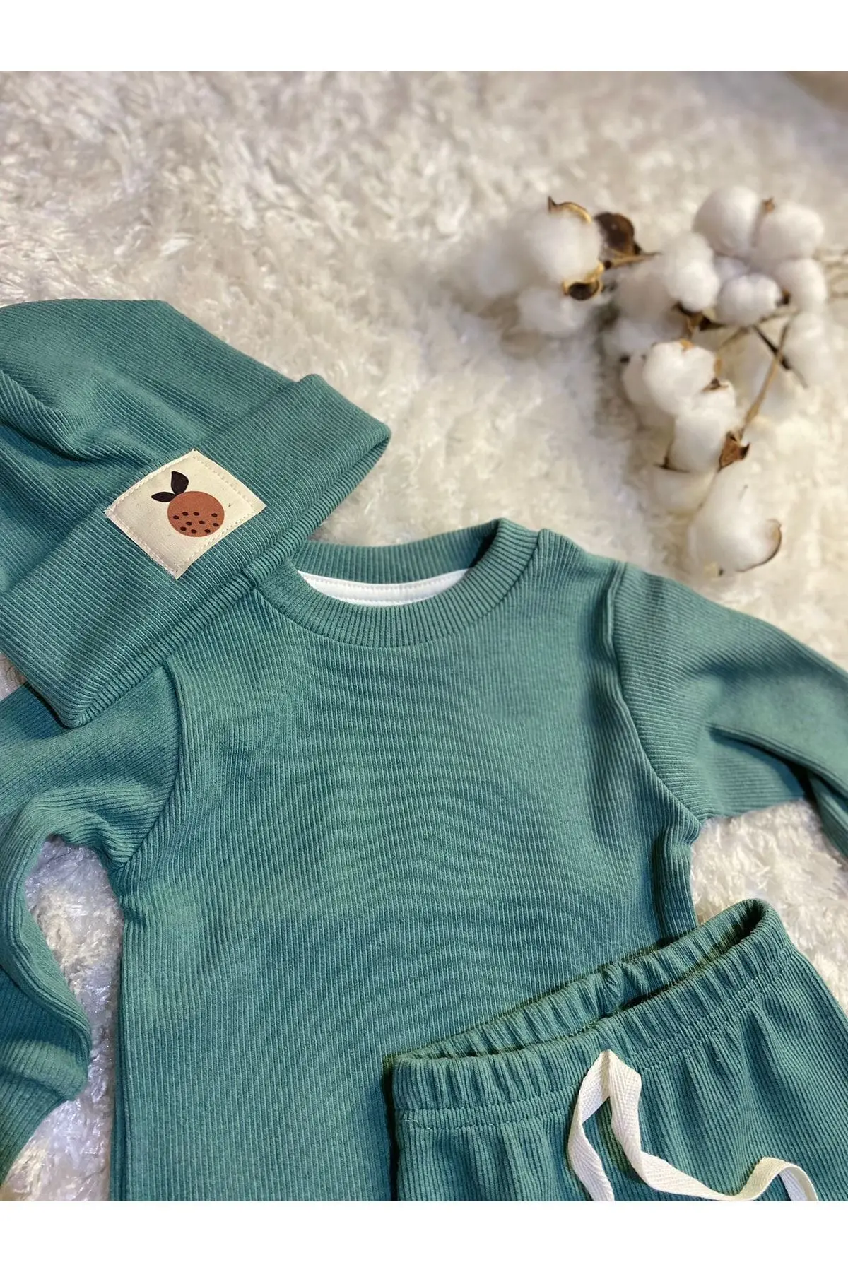 Pamuk Bereli 3'lü Takım Bebek Ve Çocuk Yeşil