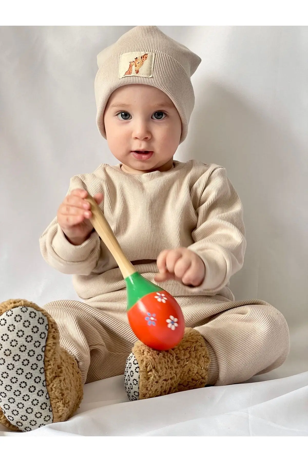 Pamuk Bereli 3'lü Takım Bebek Ve Çocuk Bej