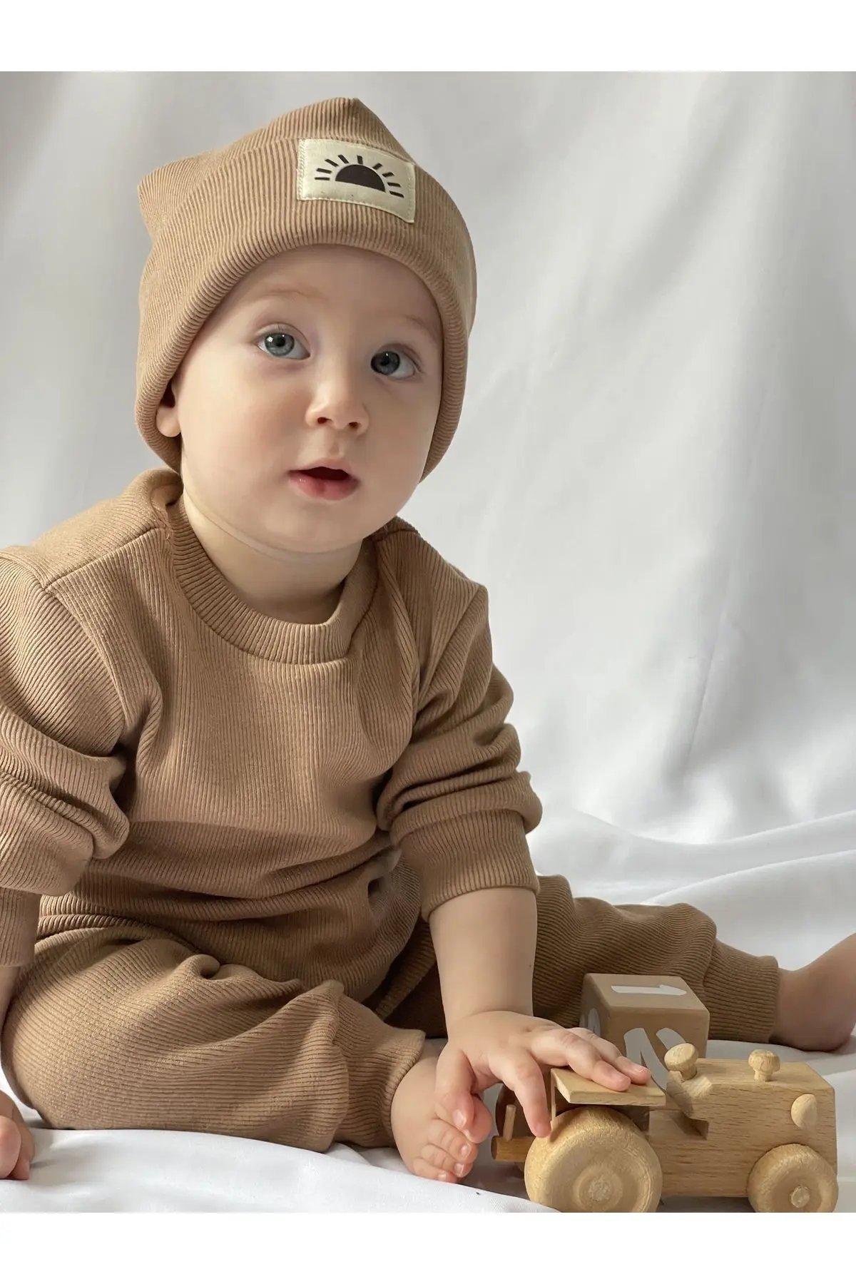 Pamuk Bereli 3'lü Takım Bebek Ve Çocuk Kahve