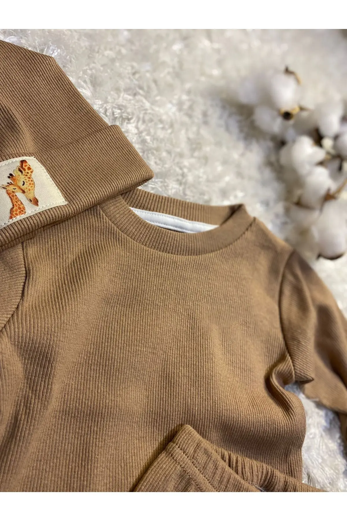 Pamuk Bereli 3'lü Takım Bebek Ve Çocuk Kahve