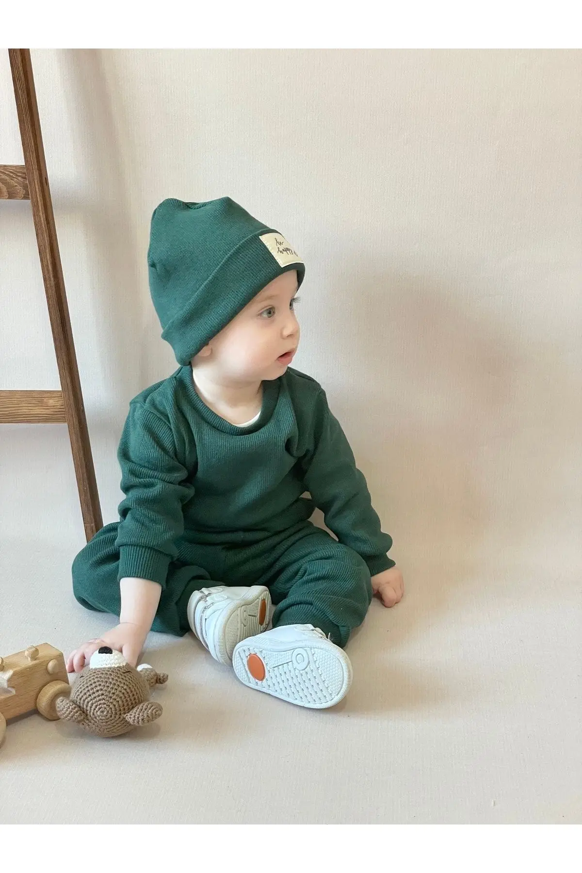 Pamuk Bereli 3'lü Takım Bebek Ve Çocuk Nefti Yeşil