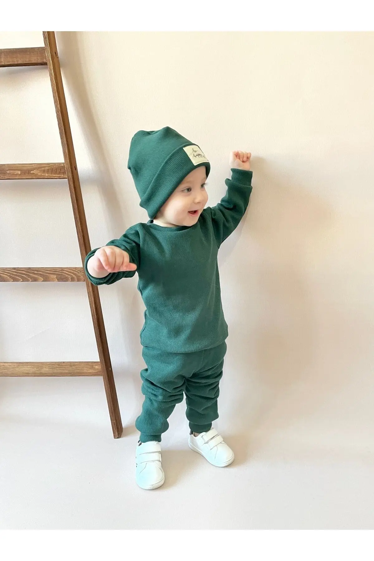 Pamuk Bereli 3'lü Takım Bebek Ve Çocuk Nefti Yeşil