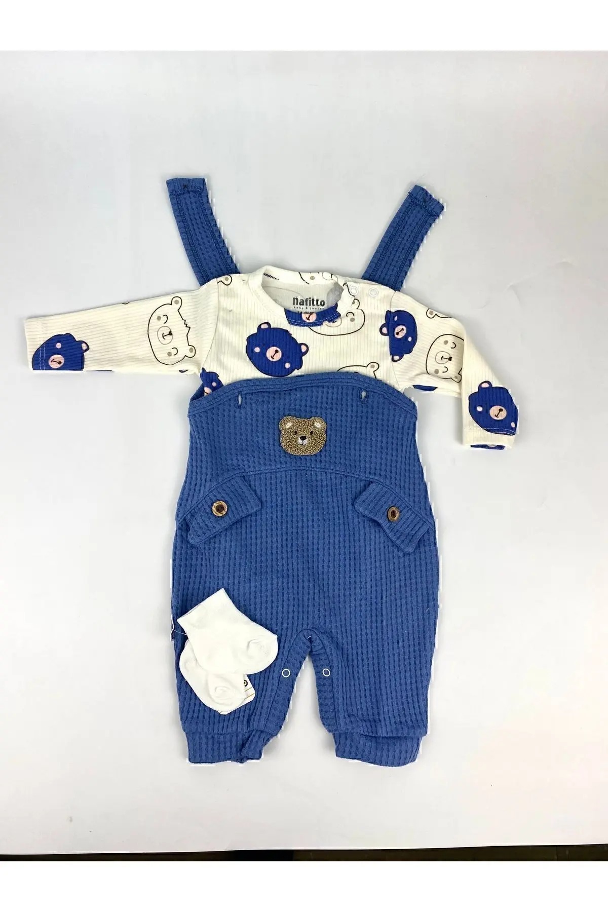 Ayı Nakışlı Erkek Bebek Tulum