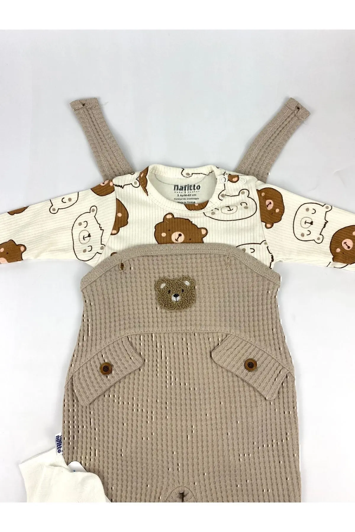 Ayı Nakışlı Erkek Bebek Tulum