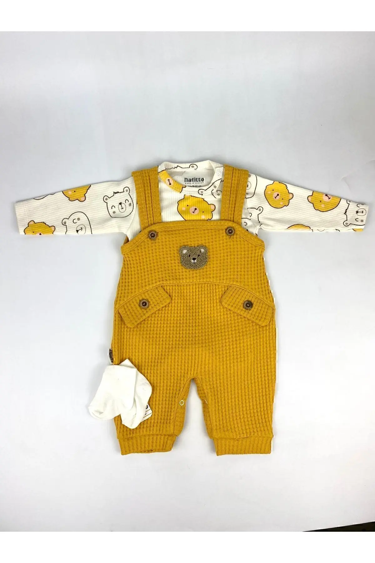 NAFİTTO Ayı Nakışlı Erkek Bebek Tulum