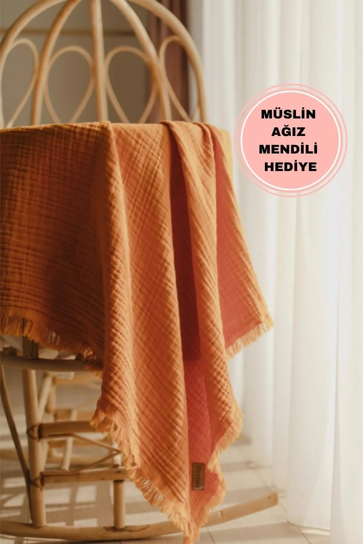 ZEYPBA Turuncu Müslin 4 Katlı Müslin 110x110cm Pamuksu Yumuşaklık / Yeni Seri /110x110cm