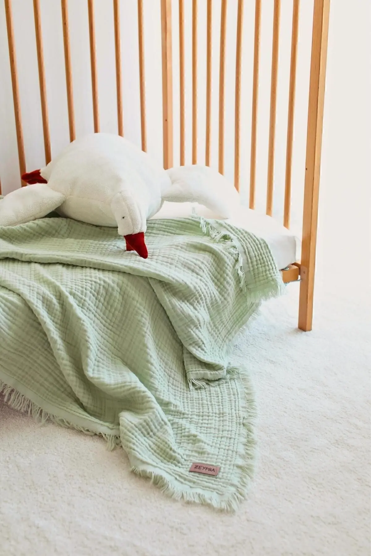 Su Yeşil Muslin 4 Katlı Müslin %100 Pamuk 110x110cm Pamuksu Yumuşaklık / Yeni Seri