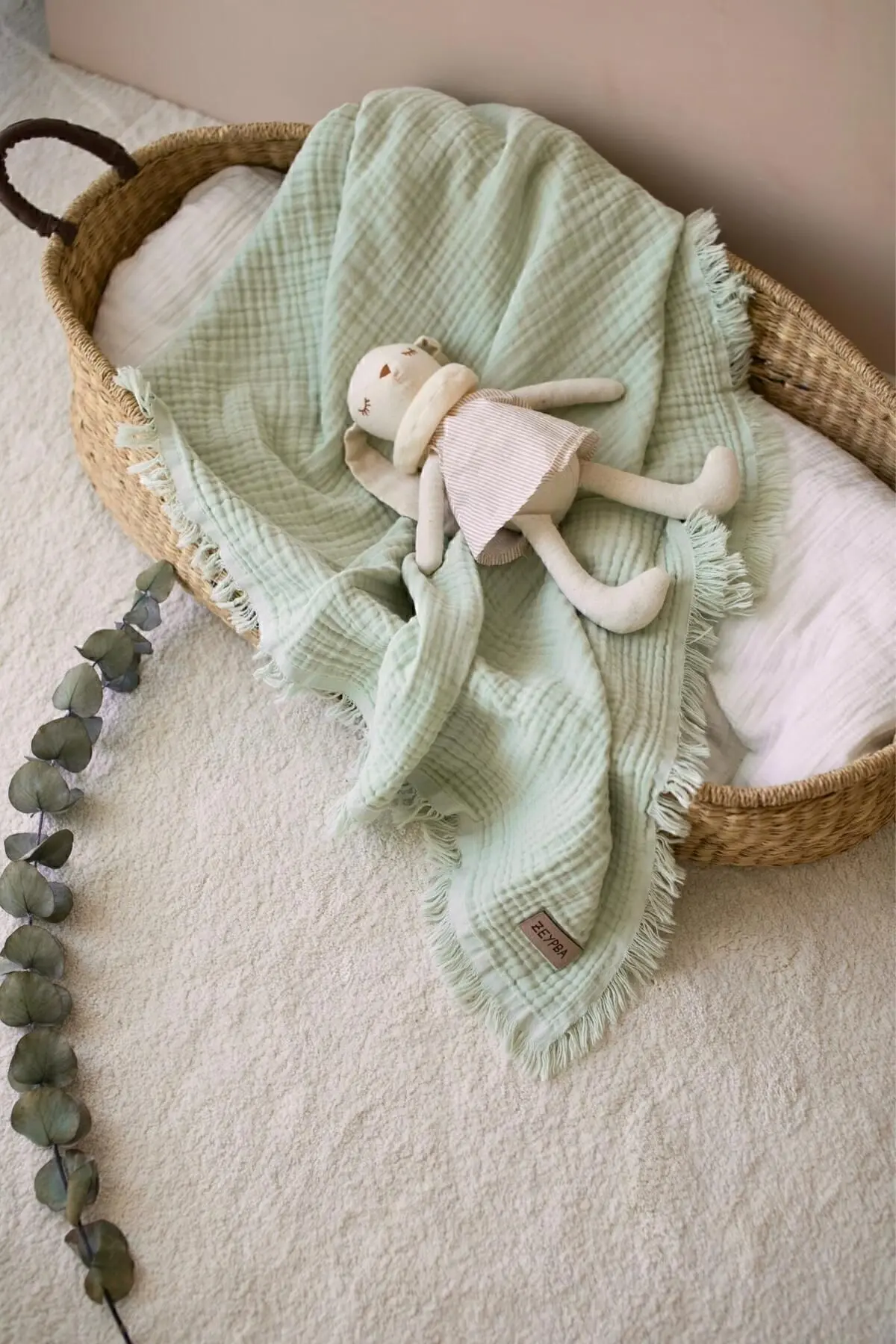 Su Yeşil Muslin 4 Katlı Müslin %100 Pamuk 110x110cm Pamuksu Yumuşaklık / Yeni Seri