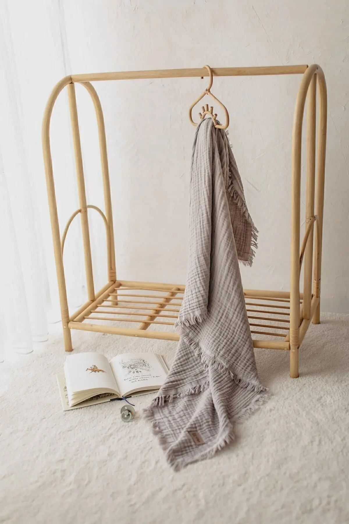 Gri 4katlı Müslin Pamuksu Yumuşaklık Bebek &çocuk Müslin Örtü %100 Pamuk /110x110cm