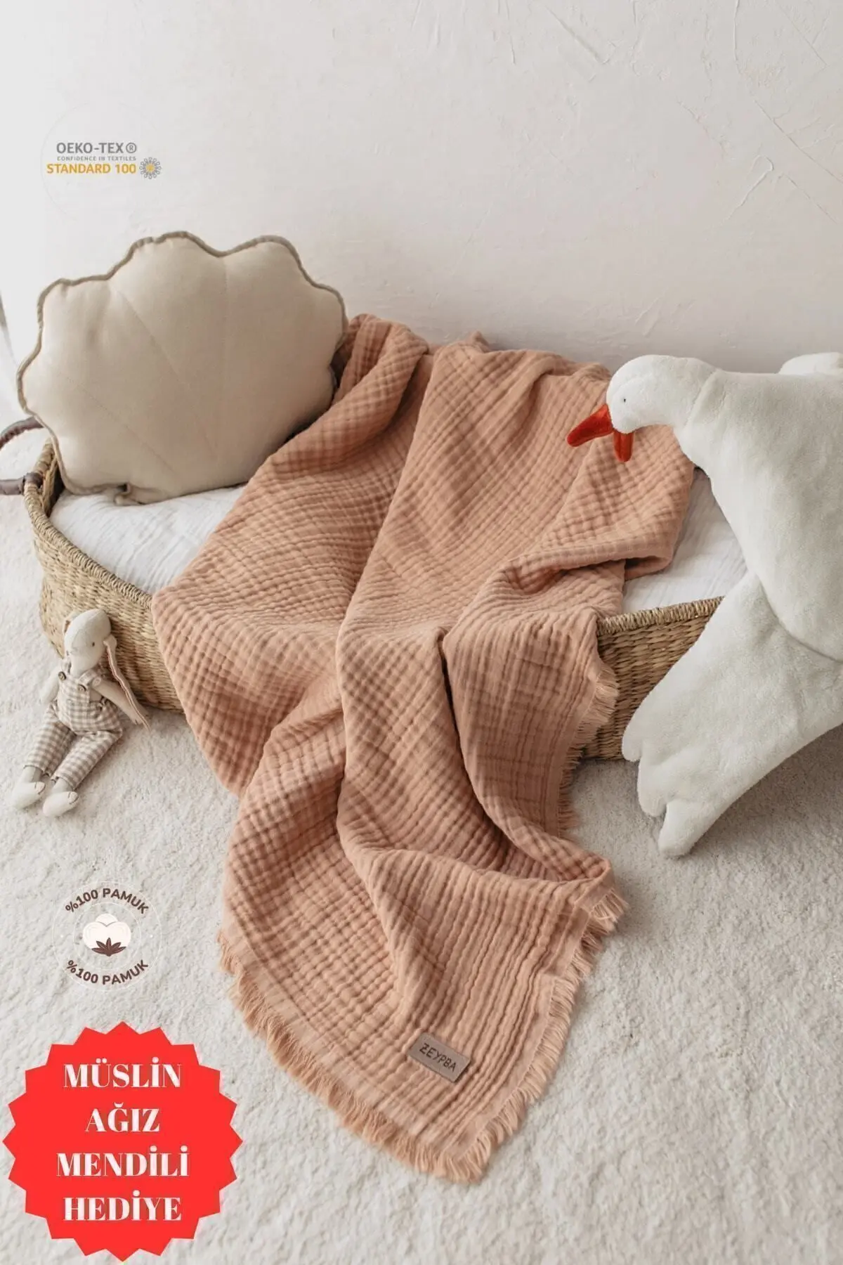 Somon 4katlı Müslin Pamuksu Yumuşaklık Bebek &çocuk Müslin Örtü %100 Pamuk /110x110cm