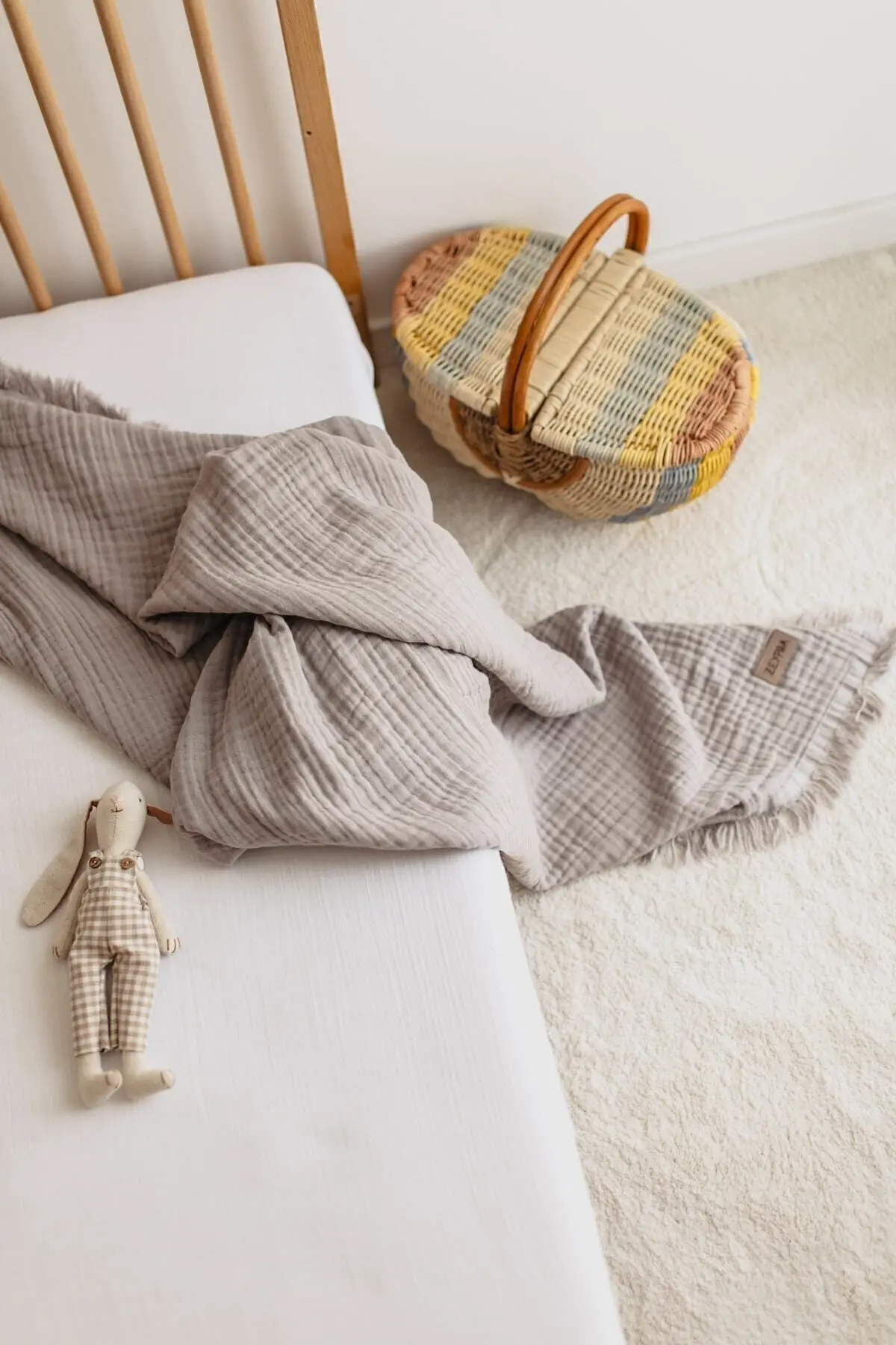 Gri 4katlı Müslin Pamuksu Yumuşaklık Bebek &çocuk Müslin Örtü %100 Pamuk /110x110cm