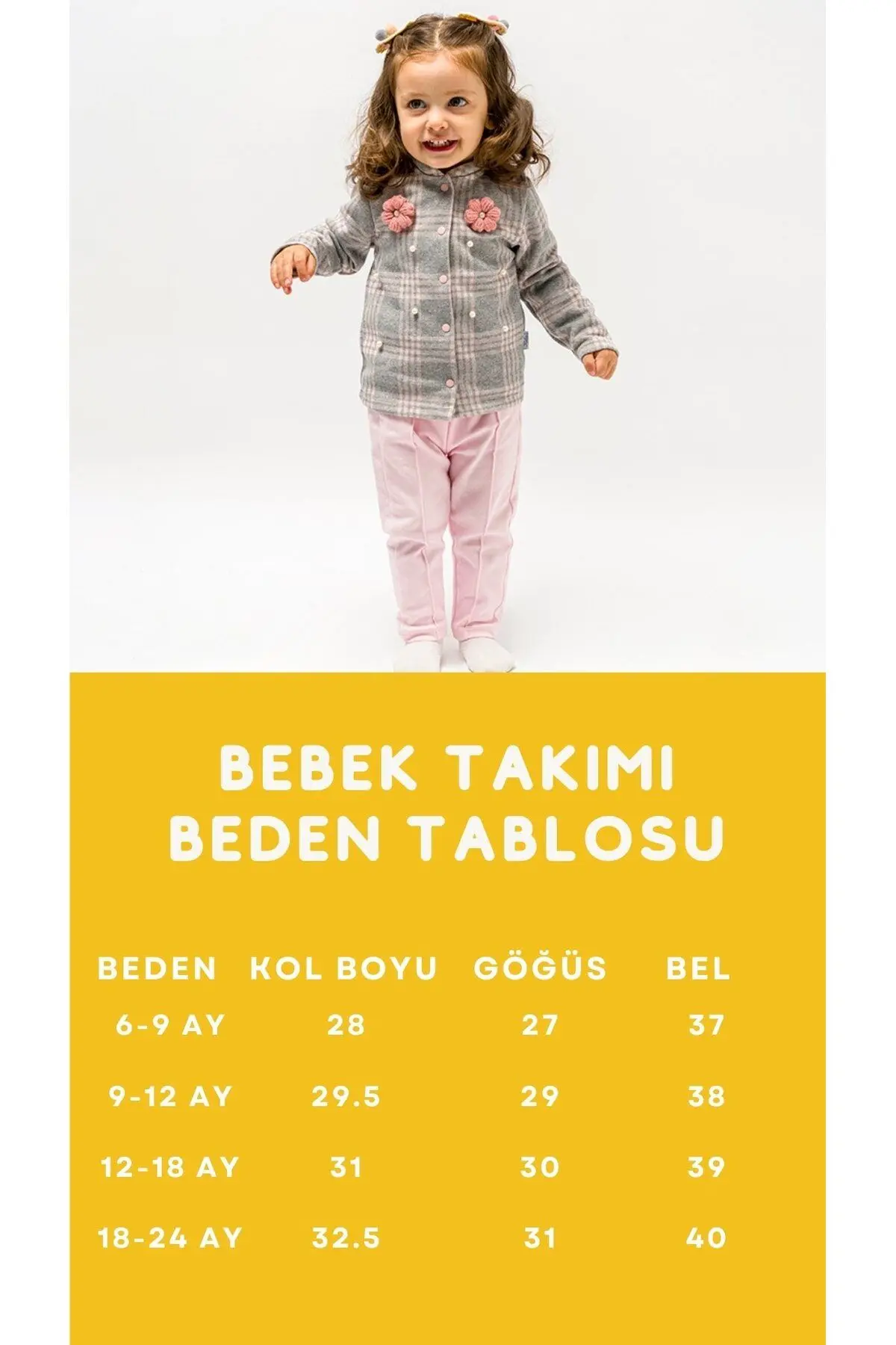 Ekoseli Incili Bebek 3lü Takım
