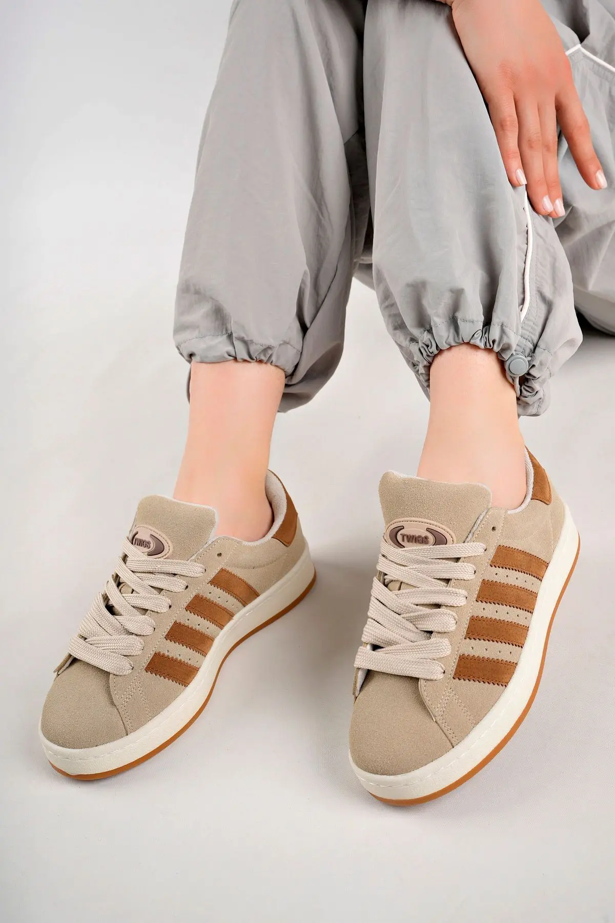 Spor Sneaker Ayakkabı Bej Kahve