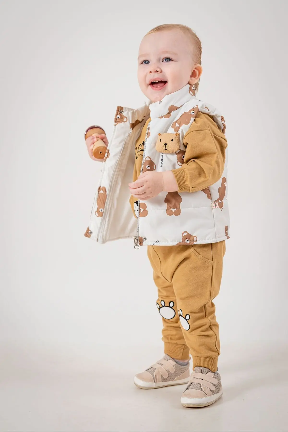 Jikko Baby Erkek Bebek Ayıcık Aksesuarlı Şişme Yelekli Eşofman İki İp 3'lü Takım 6060