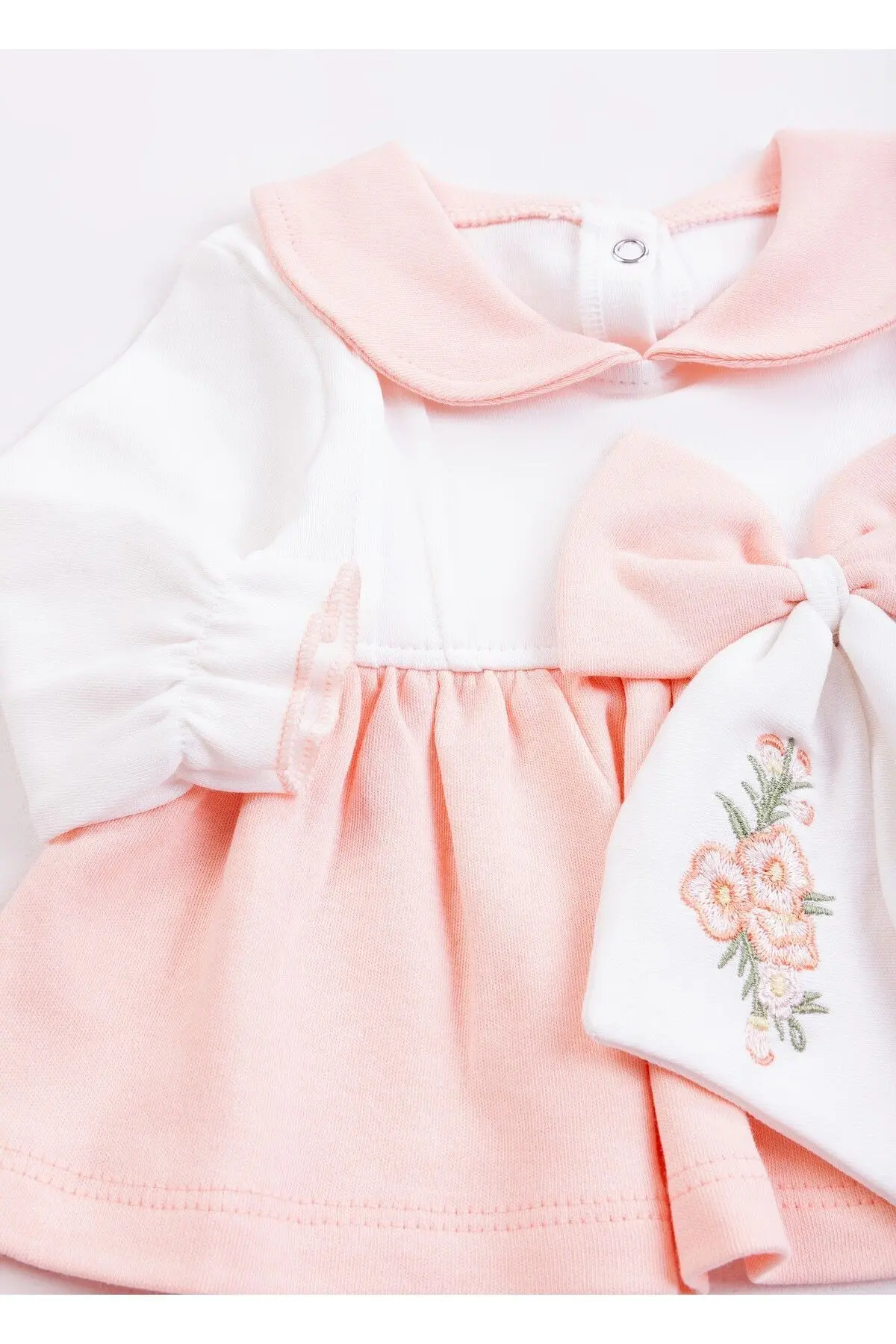 hastane çıkışı organik kumaş nakışlı fiyonklu 5li hastane cıkışı 100%pamuk