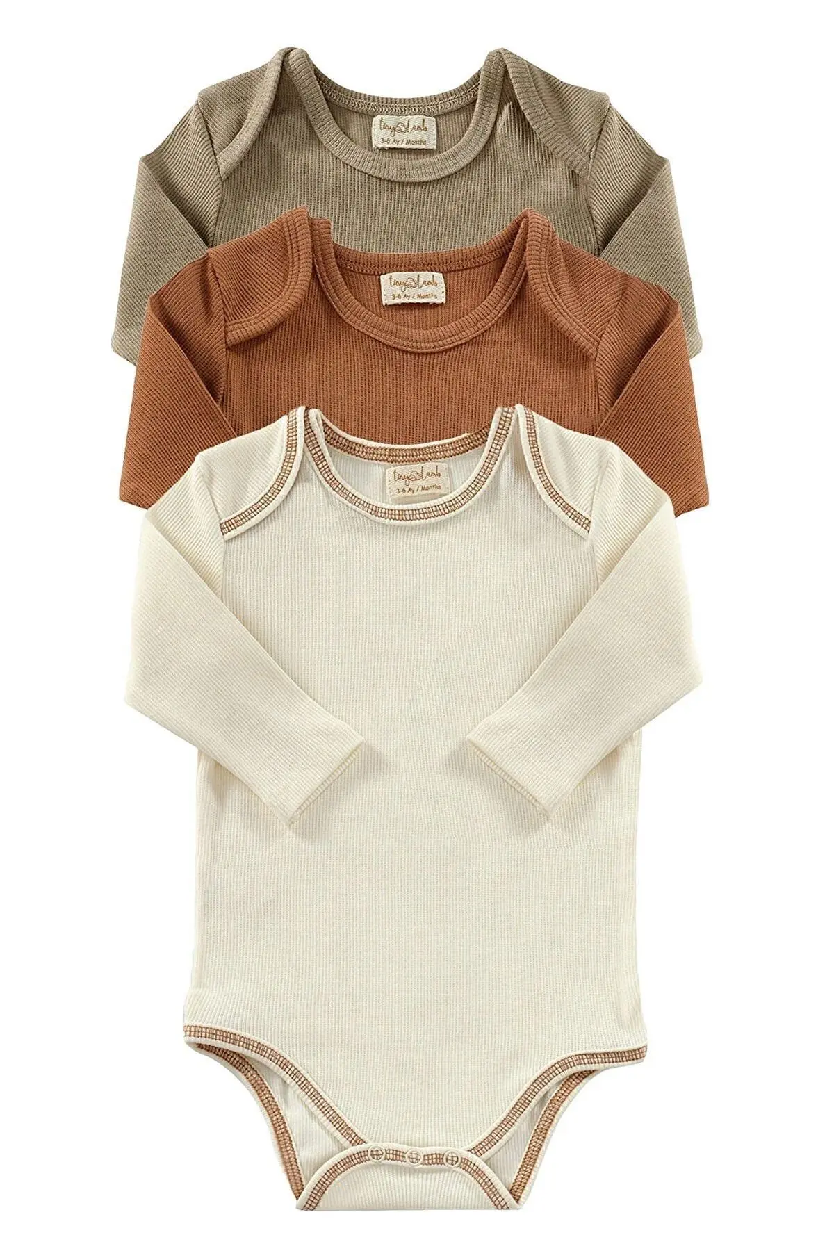 Flavor 3 Parça Unisex Bebek Uzun Kollu Pamuk Bodysuit Takımı Yenidoğan Ve Çocuk Hediye Seti