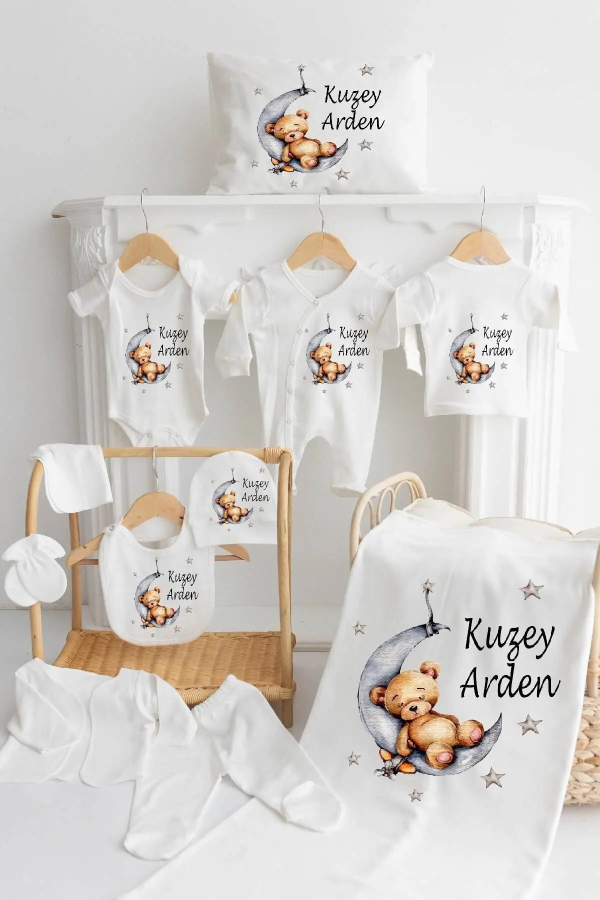 Bebewini %100 Pamuk Baskılı 11’li Isimli Organik Bebek Hastane Çıkışı