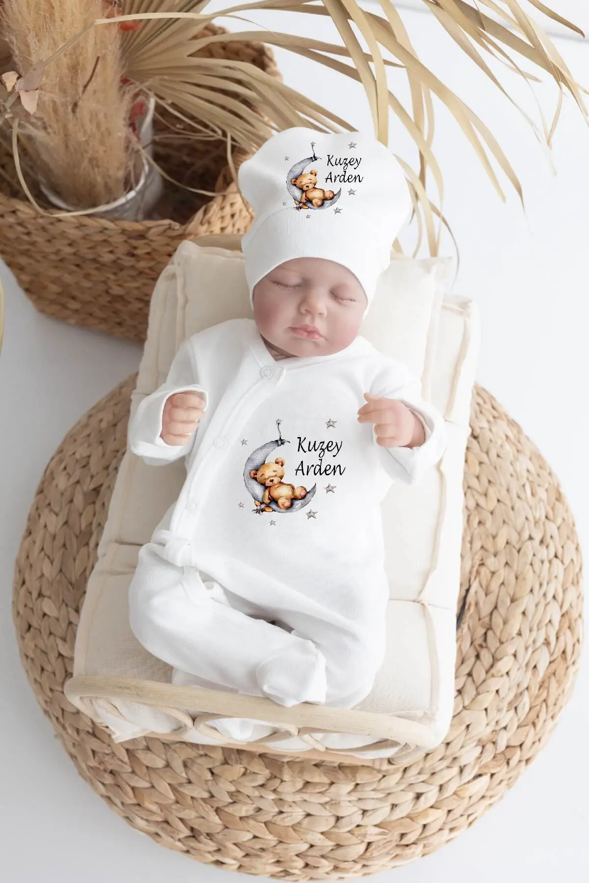 %100 Pamuk Baskılı 11’li Isimli Organik Bebek Hastane Çıkışı