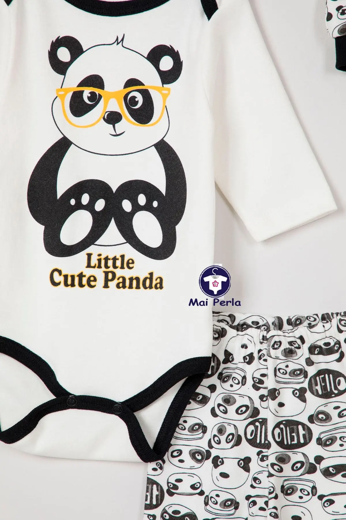 Unisex Bebek Panda Zıbın Takımı 3 Lü