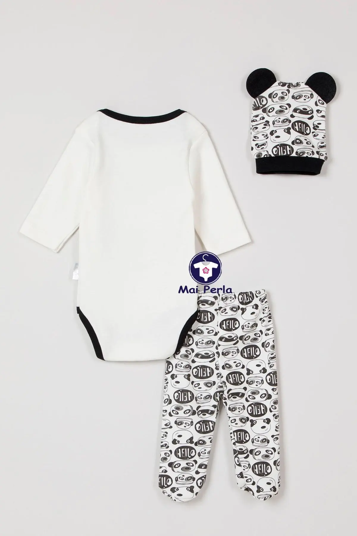 Unisex Bebek Panda Zıbın Takımı 3 Lü