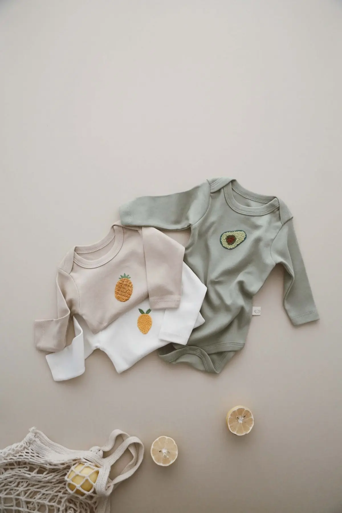 3'lü Nakışlı Çıt Çıtlı Uzun Kollu Body-zıbın Model 3