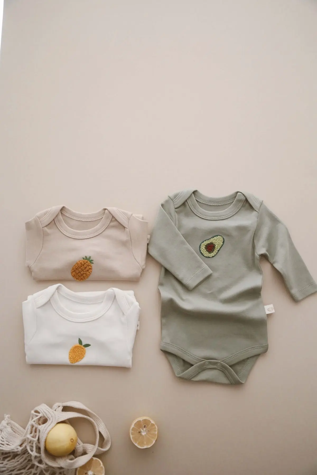 3'lü Nakışlı Çıt Çıtlı Uzun Kollu Body-zıbın Model 3