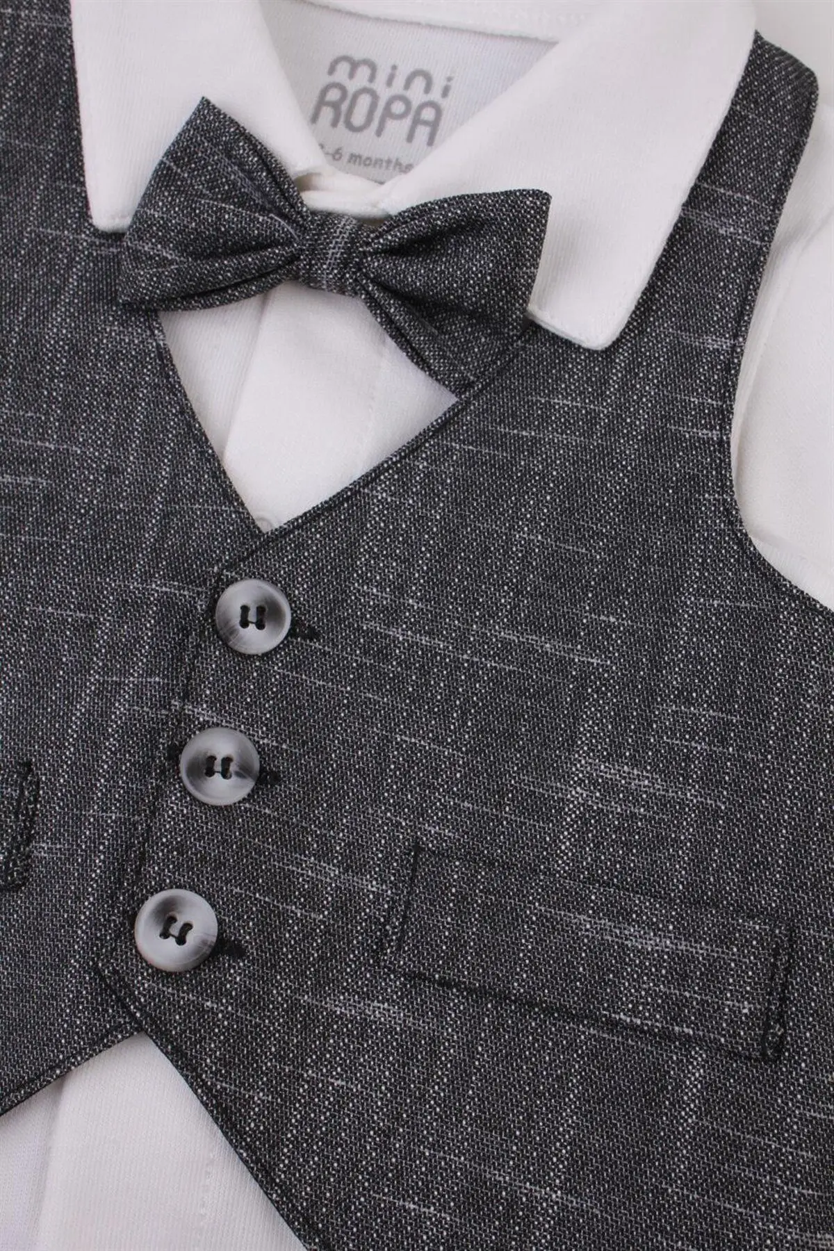 Antrasit Yelekli Erkek Bebek Takım Bebek Takım Elbise Özel Gün Kıyafeti
