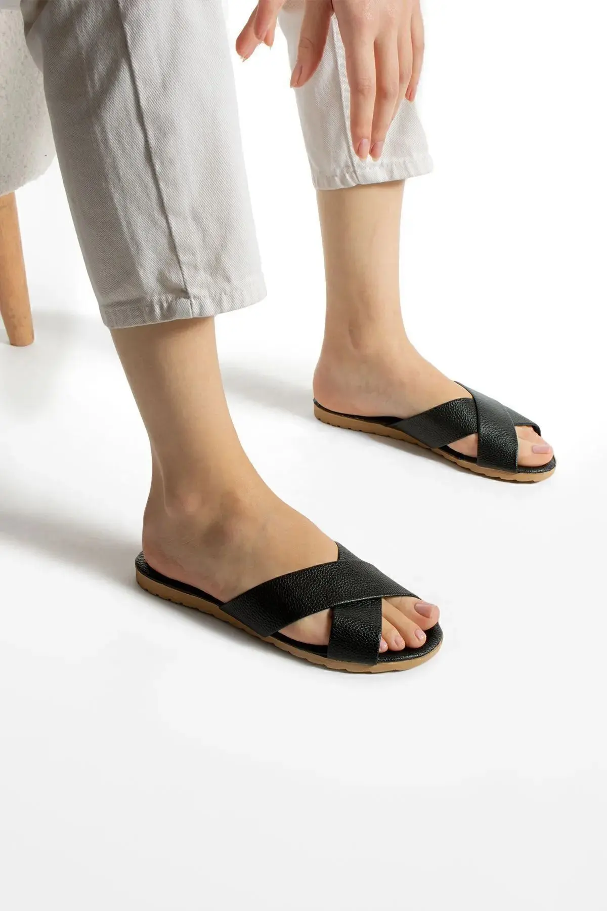 3'lü Paket Çapraz Kadın Terlik Dış Mekan Ve Ev Terliği Çeyiz Bohça Seti