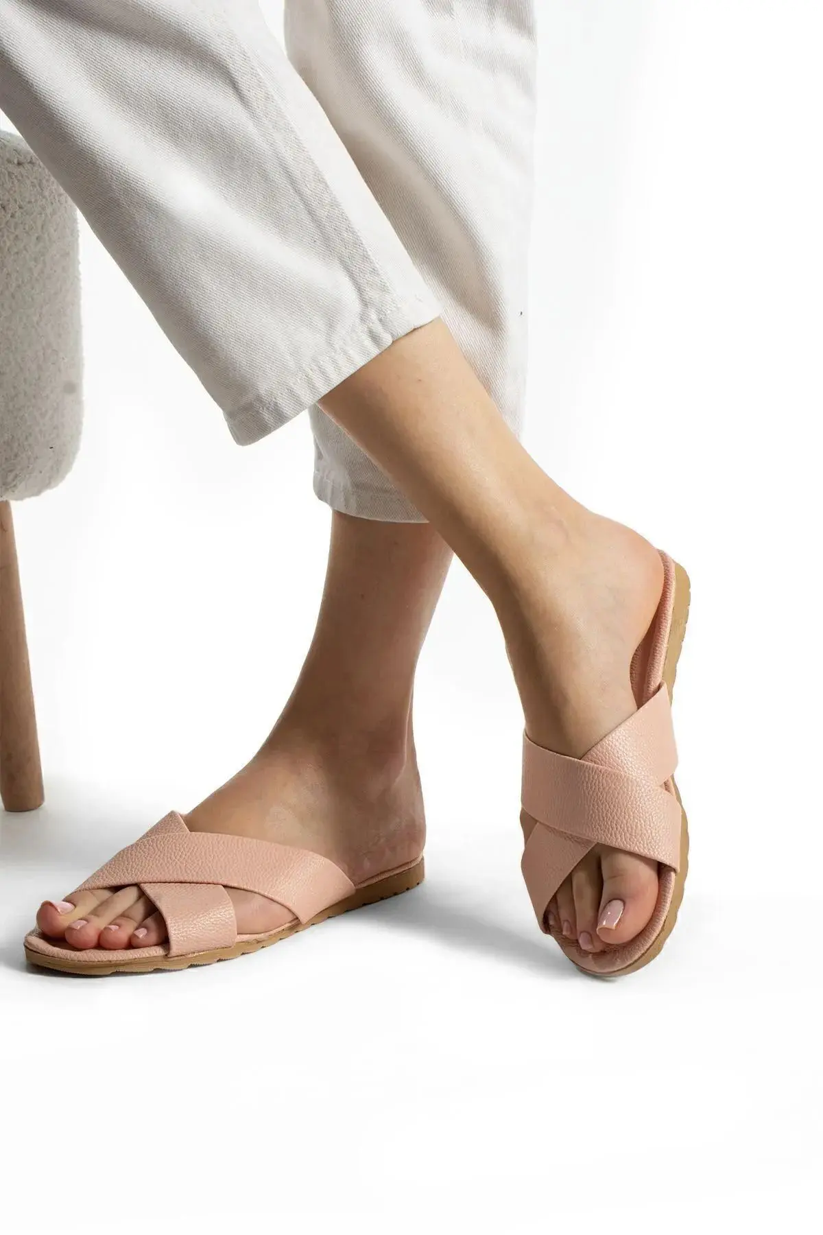 3'lü Paket Çapraz Kadın Terlik Dış Mekan Ve Ev Terliği Çeyiz Bohça Seti