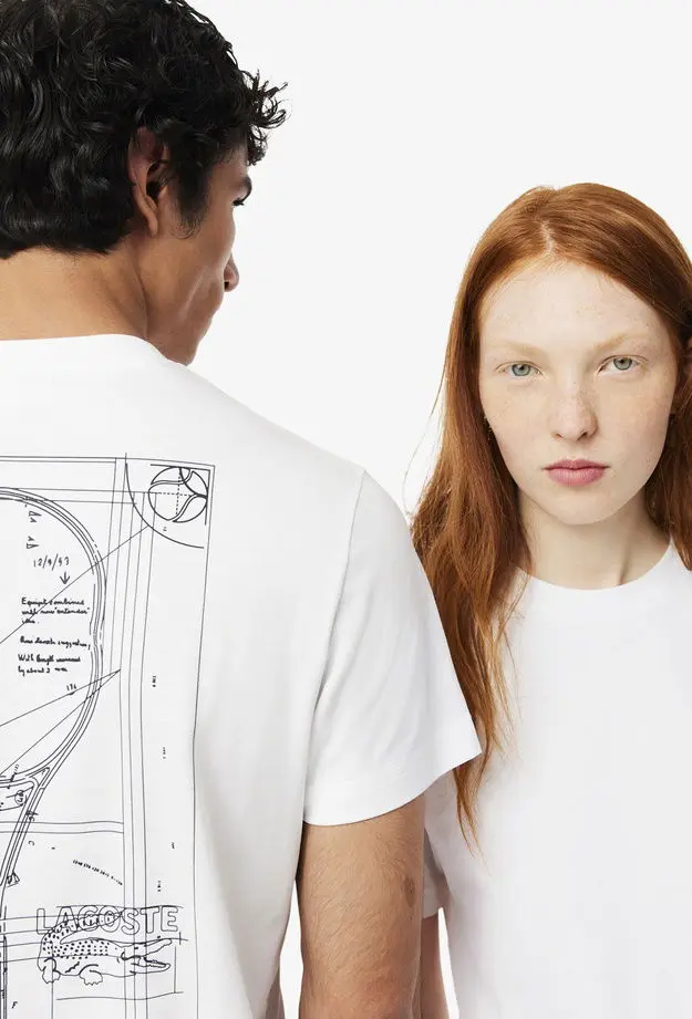 Lacoste x Rolex Paris Unisex Regular Fit Bisiklet Yaka Beyaz T-Shirt