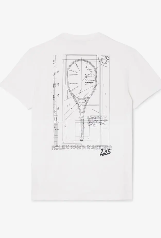 Lacoste x Rolex Paris Unisex Regular Fit Bisiklet Yaka Beyaz T-Shirt