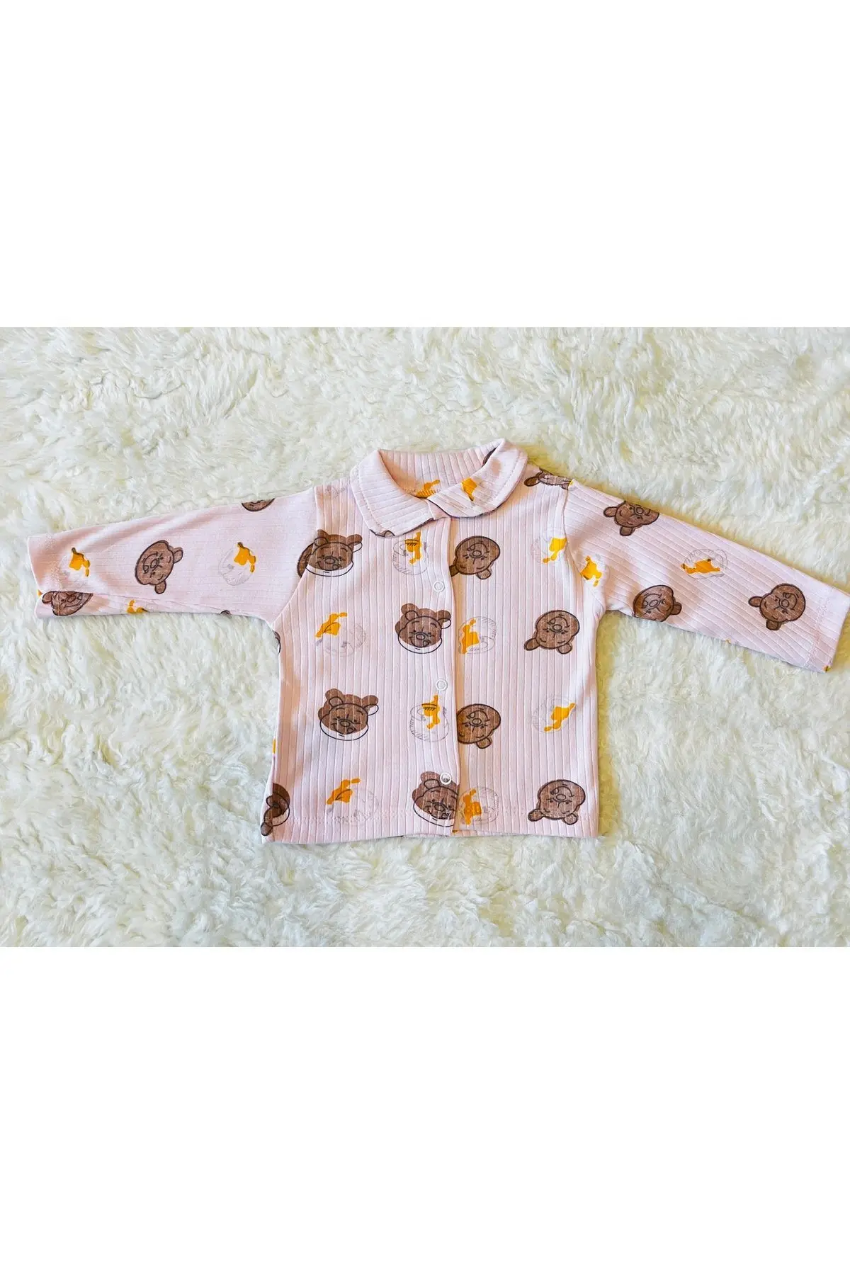 Pembe Yenidoğan Firilli Organik Pamuk Kumaş 2’li Kız Erkek Bebek Takım