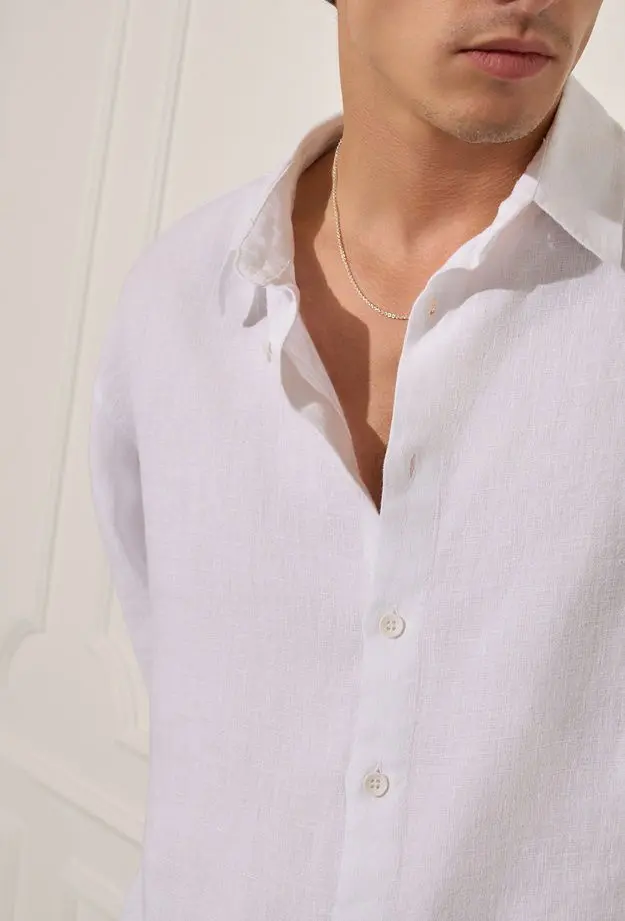 %100 Keten Oversize Gömlek