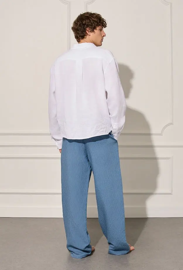 %100 Keten Oversize Gömlek