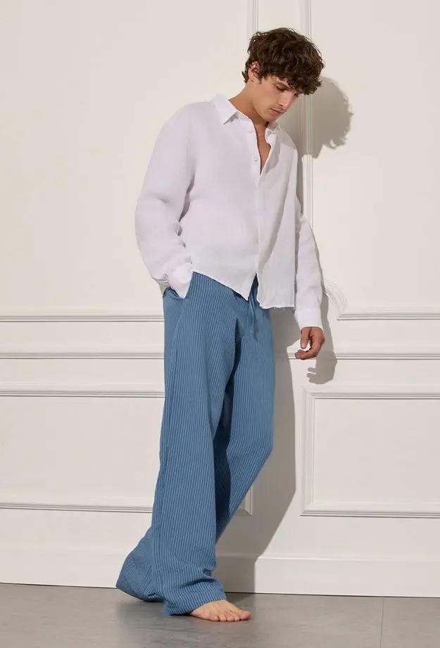 %100 Keten Oversize Gömlek