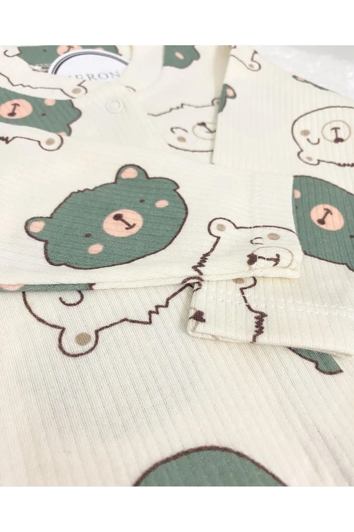 Erkek Bebek Ayıcık Desenli 2li Tulum Takımı Yenidoğan Kıyafeti