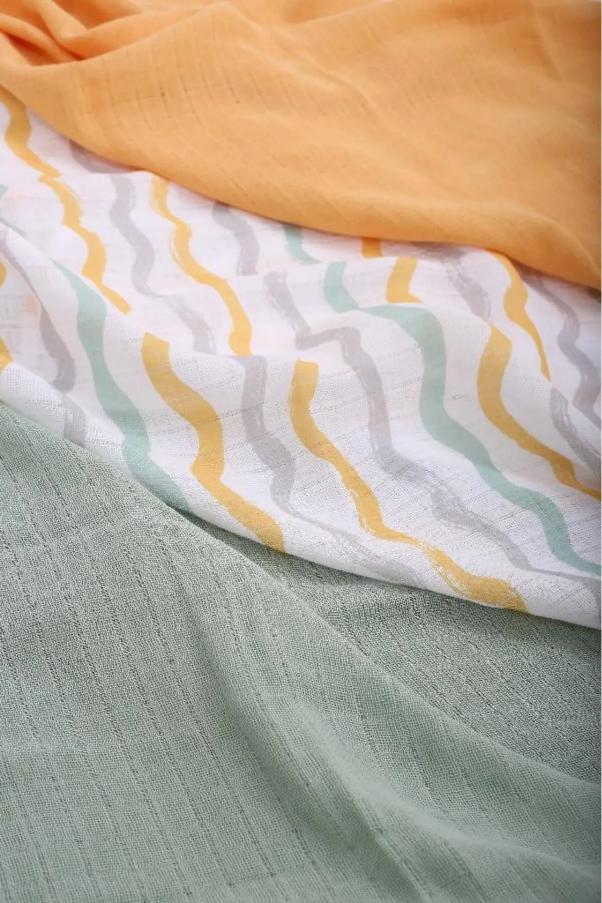 3 Desenli 3 Düz Renk Ile 6'lı, Pamuk, Çok Amaçlı Müslin Bebek Bezi, Örtü, Battaniye Seti - Ztc100