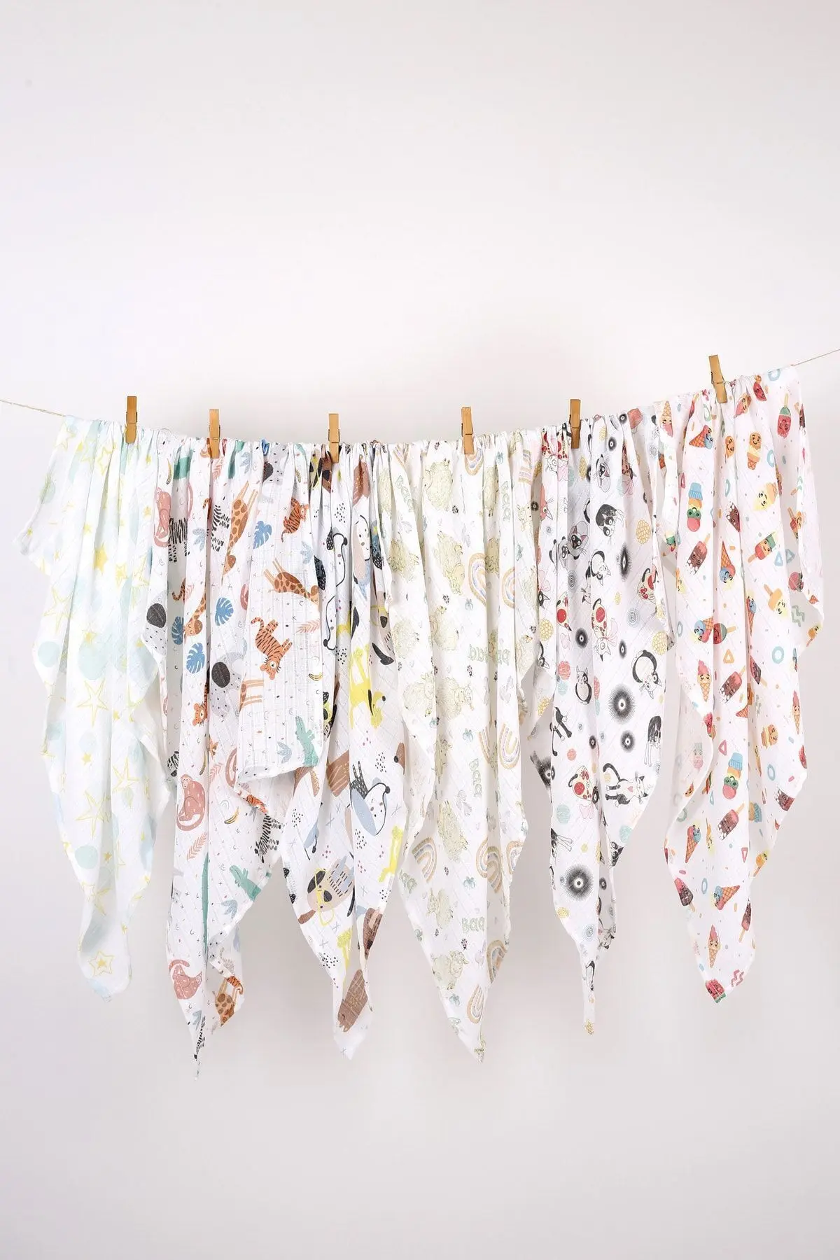 Dijital Baskılı 6'lı Çok Amaçlı Müslin Örtü Seti - 75x75 Cm