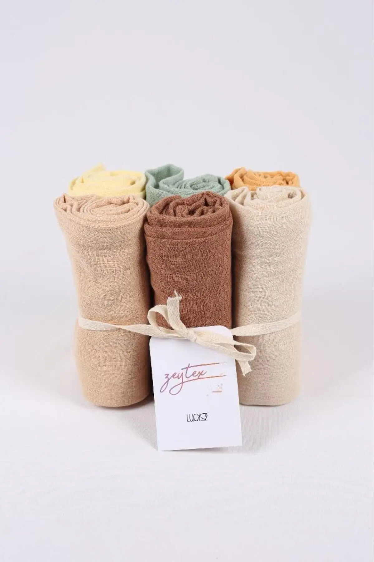 Unisex Renkli %100 Pamuk 6'lı Çok Amaçlı Müslin Bez, Örtü, Battaniye Seti - 75x75 Cm