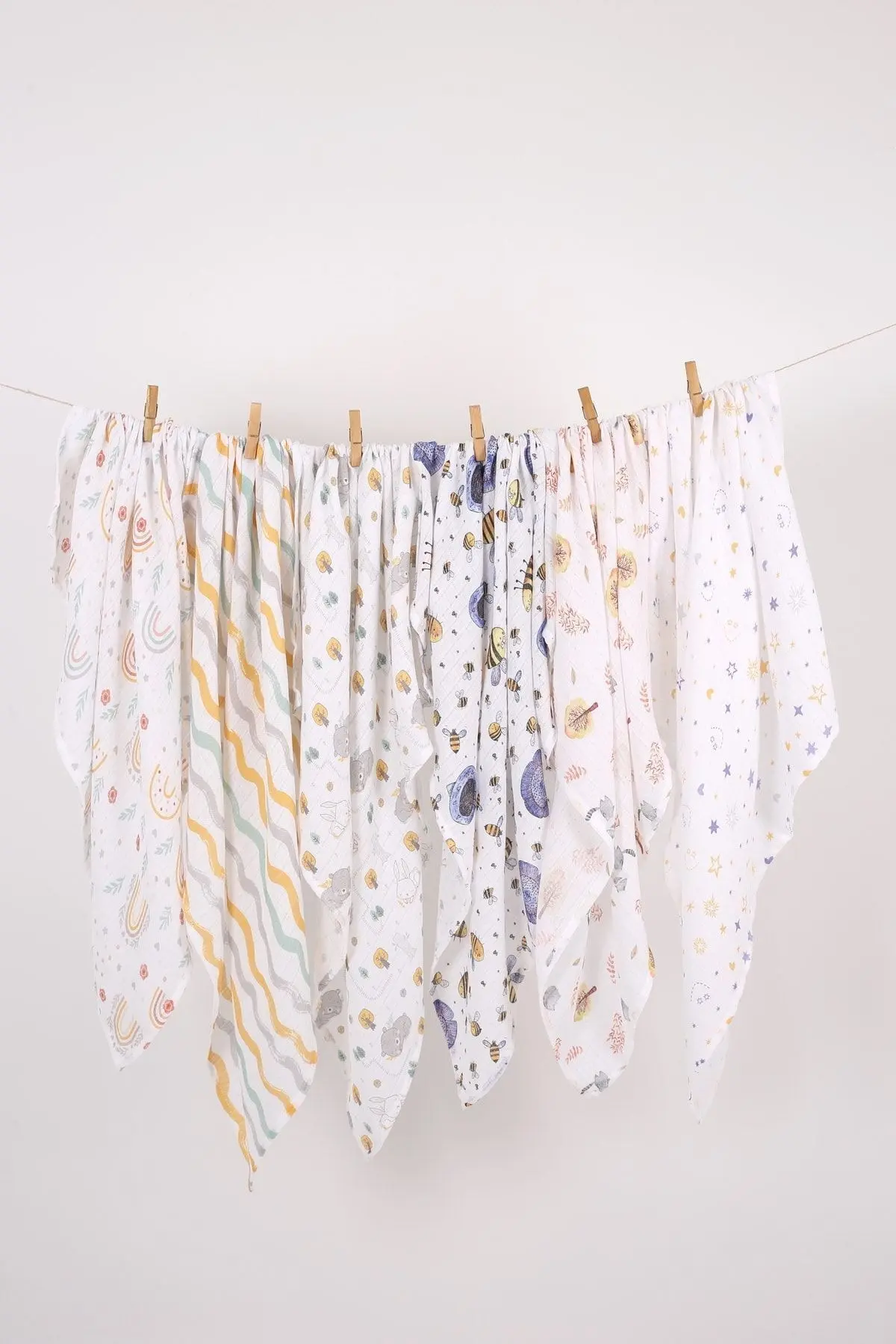 Dijital Baskılı 6'lı Çok Amaçlı Müslin Örtü Seti - 75x75 Cm