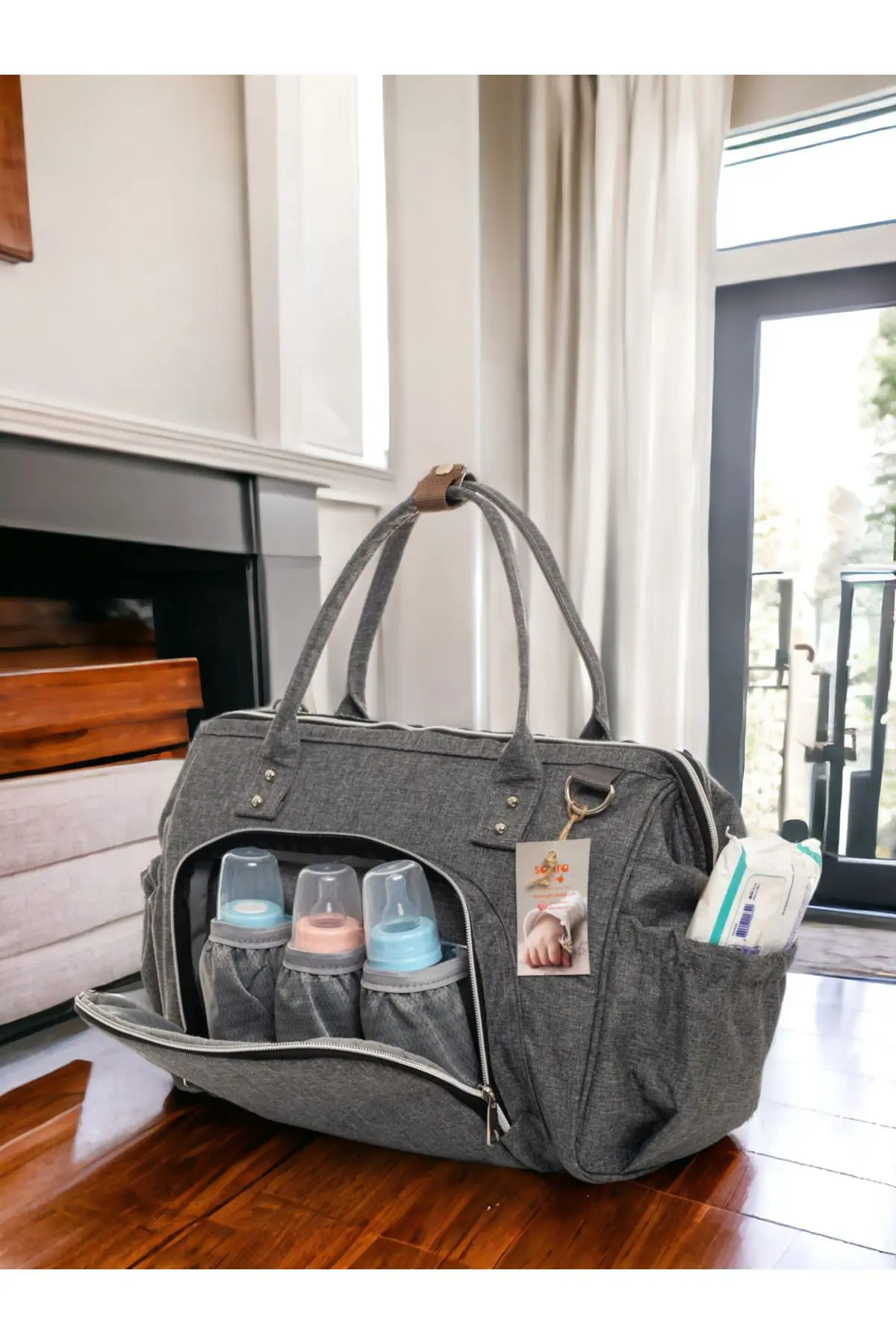 Büyük Doğum Seti (BEBEK BAKIM OMUZ-SIRT ÇANTASI, HASTANE ÇIKIŞ,BATTANİYE,10LU MENDİL,3LÜÇORAP SETİ)