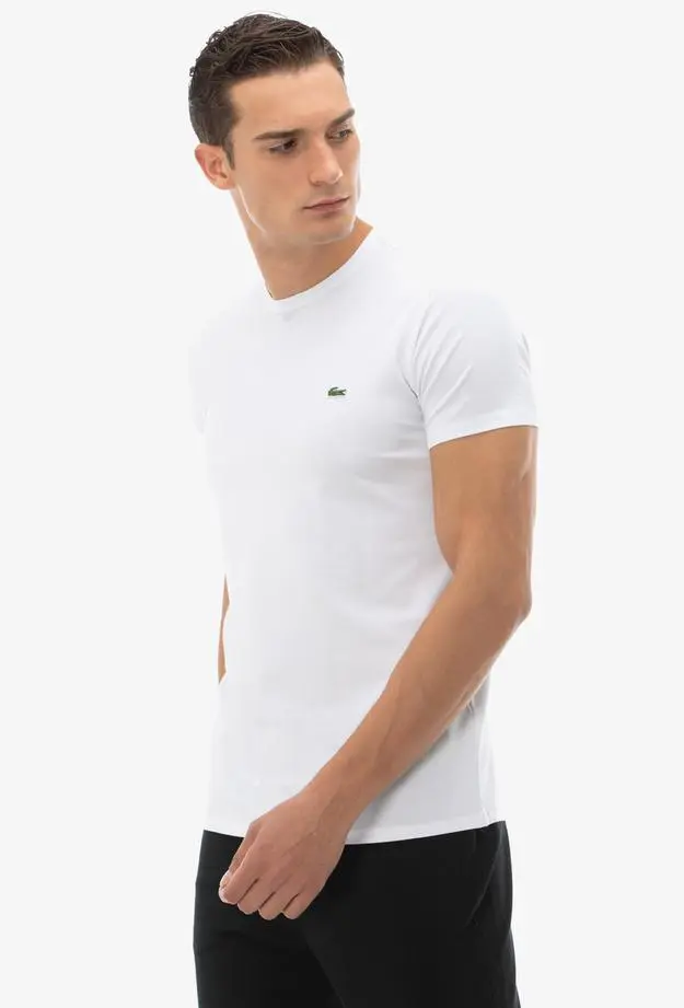 Lacoste Erkek Slim Fit Bisiklet Yaka Beyaz T-Shirt