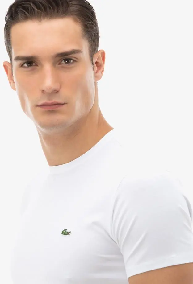 Lacoste Erkek Slim Fit Bisiklet Yaka Beyaz T-Shirt