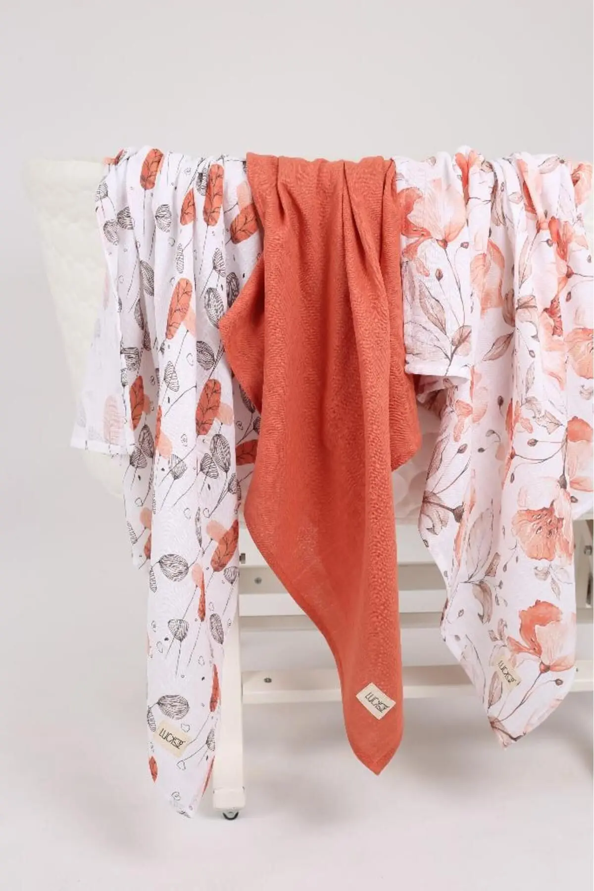 LUCKKA Dijital Baskılı 3'lü Müslin Örtü Seti - 75x75 Cm - Zt5000