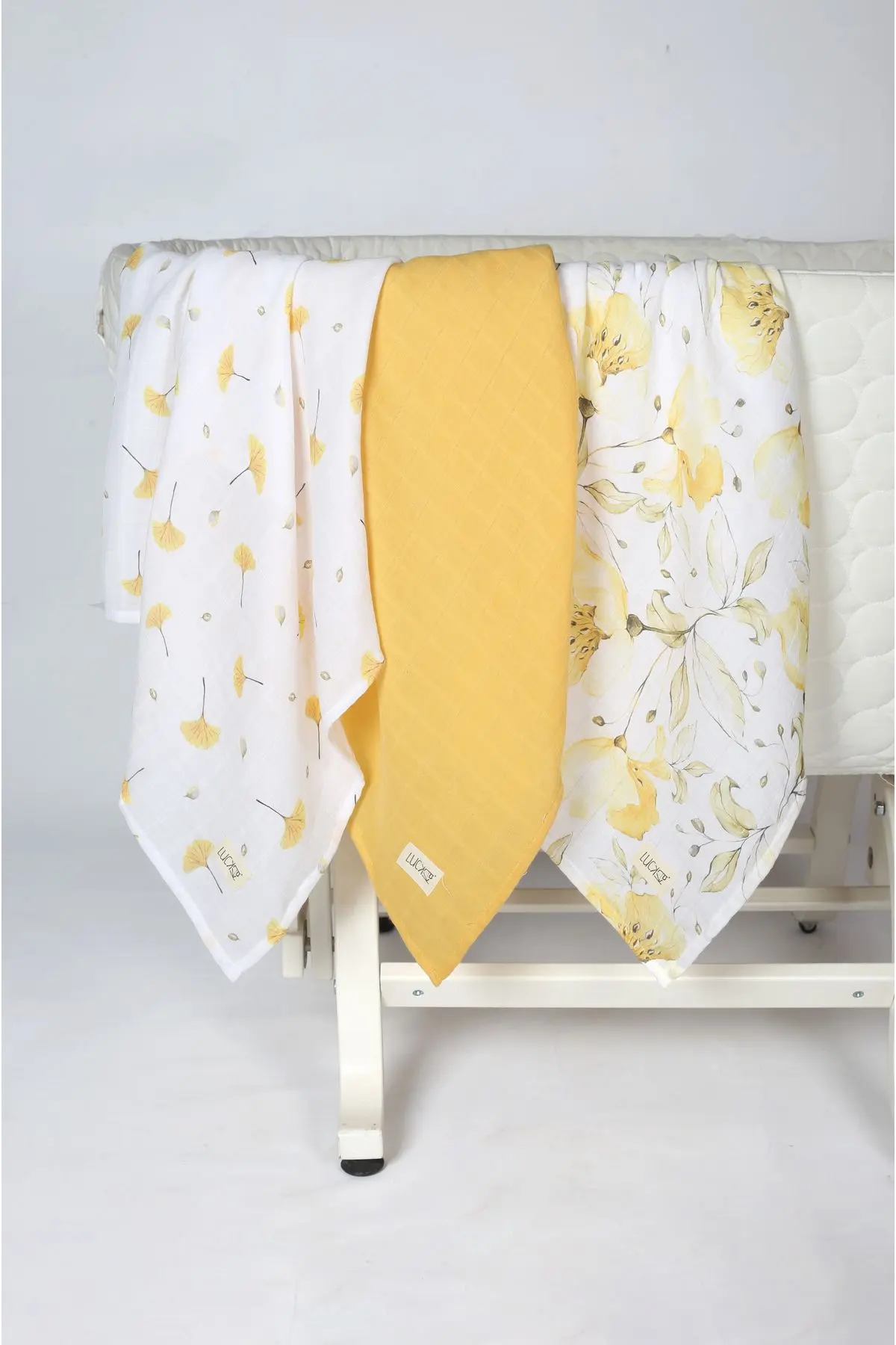 LUCKKA Dijital Baskılı 3'lü Müslin Örtü Seti - 75x75 Cm - Zt5000